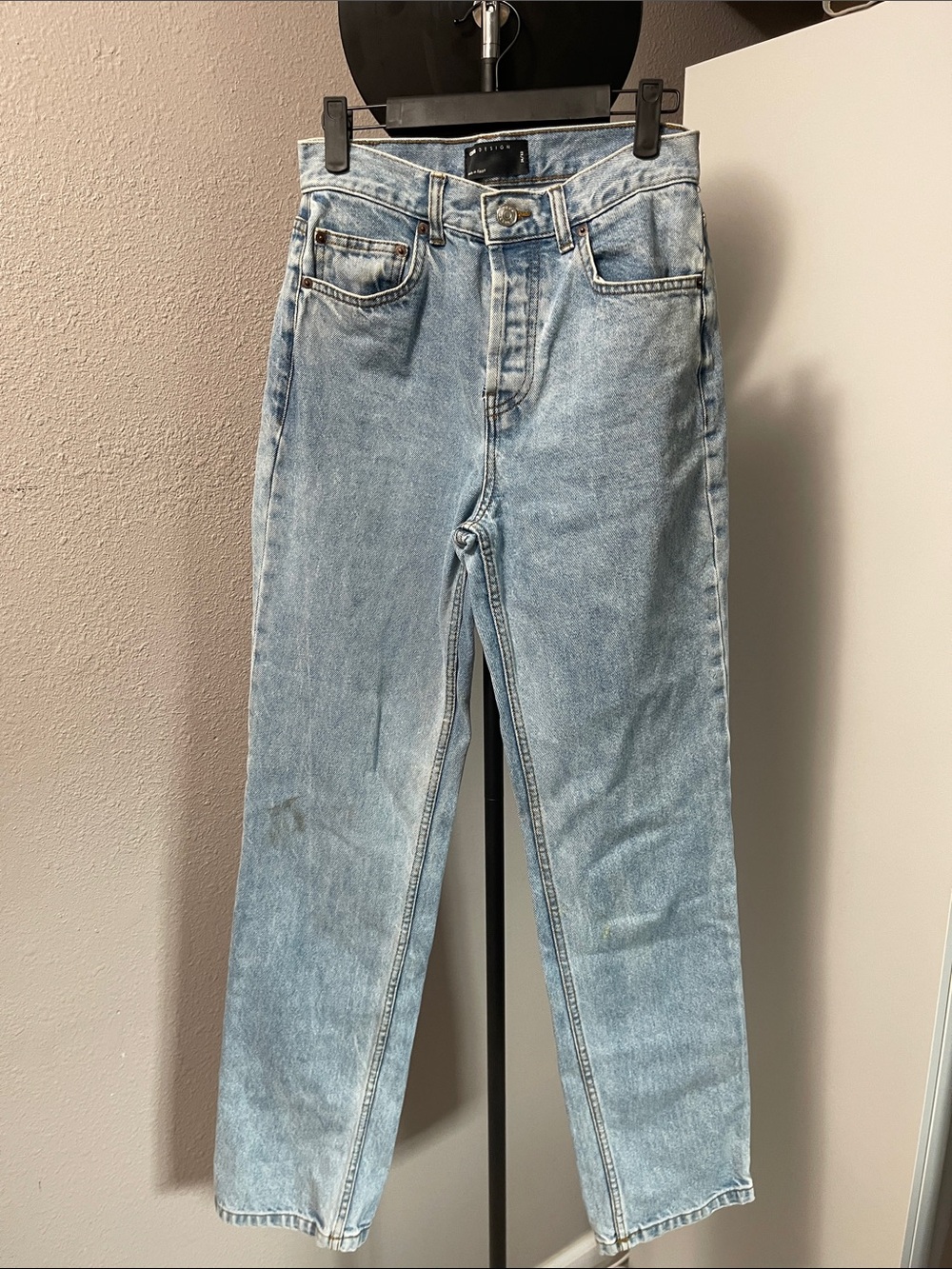 ASOS High Waisted Light Wash Straight Leg Jeans